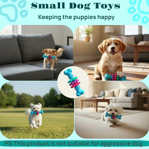 Puppy Teething Toy, Durable Chew Toy for Small Dogs, Interactive Bone Toy to Keep Puppies Busy, Teeth Cleaning Dog Toy for Small Breeds - color: Blue