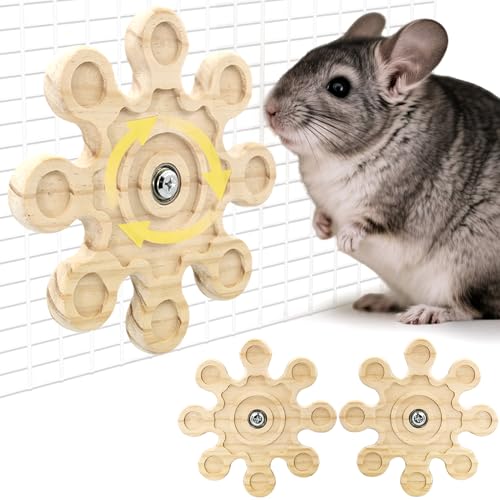 2Pcs Rotating Chinchilla Chew Toys, Kiln-Dried Wood for Teeth Care - color: 2pcs, size: Small