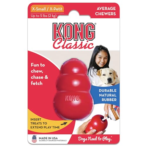 KONG Classic Stuffable Dog Toy - Fetch & Chew Toy for Dogs - Treat-Filling Capabilities & Erratic Bounce for Extended Play Time - Durable Natural Rubber Material - for Extra Small Dogs (Pack of 2) - size: X-Small (Pack of 2)