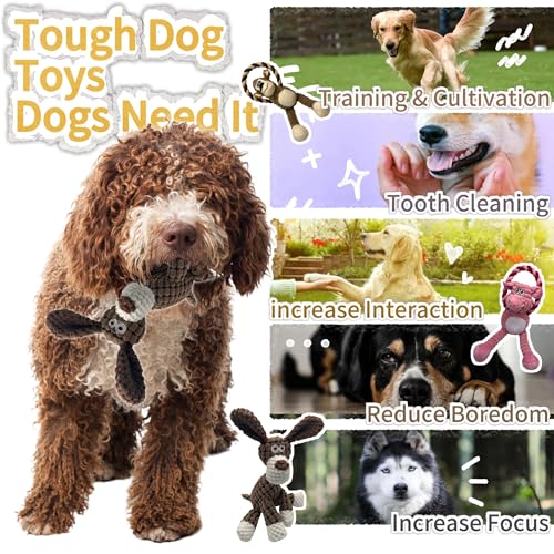 Plush Wrinkled Squeaky Dog Toy,2-Pack The Best Durable Teething Puppy Rope Chew Toy Keeps Them Busy Playing Hide-and-Seek Suitable for Puppy, Medium Dogs and Large Dogs (Pink & Gray) - color: Pink & Gray
