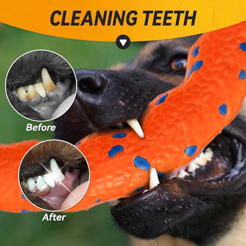 FUSOTO Dog Ring Toy, Indestructible Flying Discs for Throwing Catching - color: Orange - φ9 inches