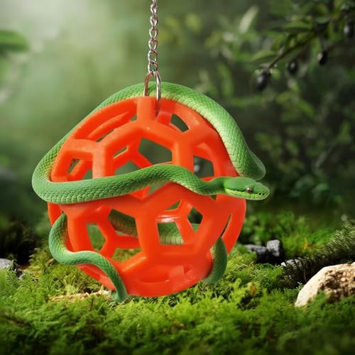 1 Set Snake Enrichment Toys Reptile Climbing Jungle Gym Ball & Enrichment Rings Exploring Exercise & Climbing Accessories for Corn Snakes Tank Accessories for Terrarium Enrichment Toys (Orange)