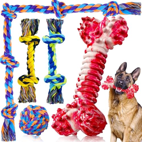 SHARLOVY Dog Chew Toys for Aggressive Chewers - color: 5 Packs, size: Large