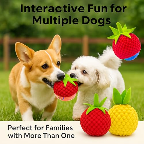 2 Pack Dog Ball Covers, Plush Tomato and Pineapple Sleeves for Moving Balls - color: 2pcs Dog Ball Covers