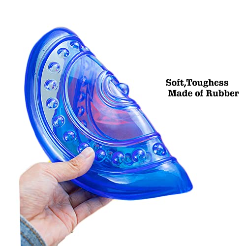 Dog Flying Discs Soft Teeth Cleanning Chew Toys,Rubber Material, Durable, Indestructible,2 Pack,18.5cm,90g,Blue and Purple Colors for Puppies Small Medium Dog Outdoor Training.