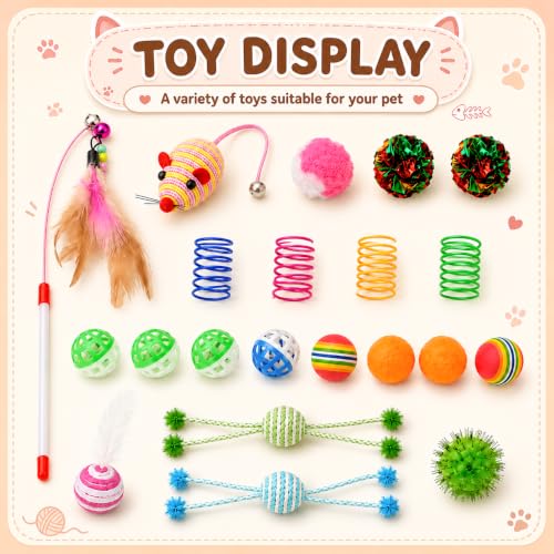 Cat Tunnel Bed with 21 Interactive Toys - color: Grey, Kitten Pattern