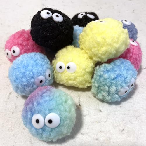 Assorted Color Cat Ball Toys, Irregular Shape Woolen Yarn Puffs Pom Balls Interactive Kitten Chasing Toys Cat Chase Balls (Multicolored 12Pcs) - color: Coal Spirit 12Pcs