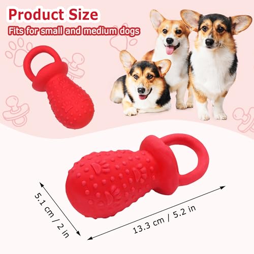 Latex Chew Dog Toys, Novelty Squeaky Pacifier Dog Toys, 5.2" Durable Pacifier Dog Chew Toys for Small and Medium Dogs(Red,1 Pcs) - color: Red