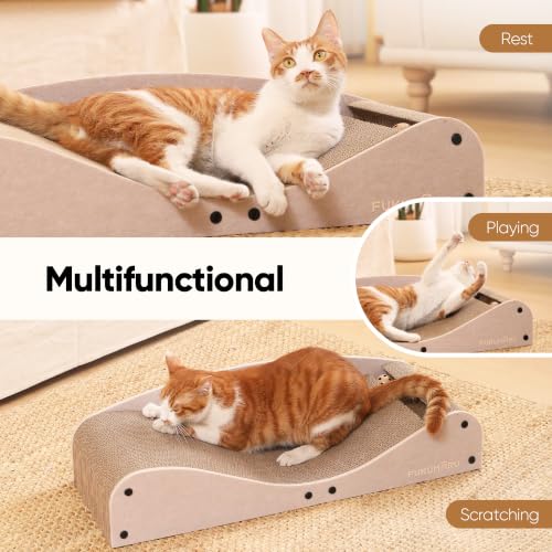 FUKUMARU Cardboard Cat Scratcher Bed, Extra Large 29.1 Inch Cat Scratch Pad - color: Light Camel