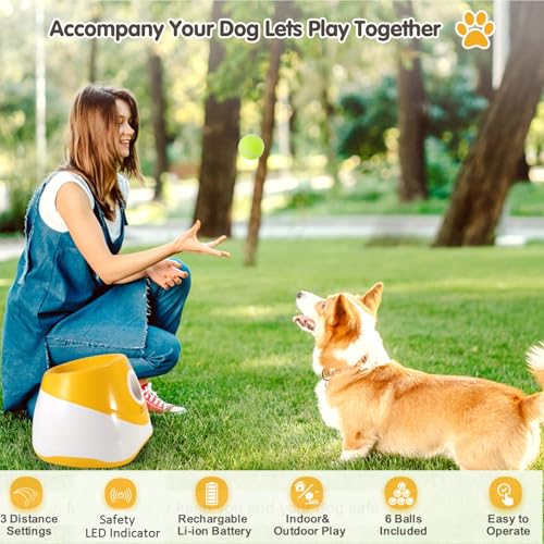 SOCO Automatic Ball Launcher for Dogs, 6 2-Inch Balls, Orange - color: Orange-6 balls