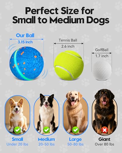 Smart Interactive Dog Balls, Automatic Moving Ball for Medium Dogs, ETPU New Material, Motion Activated Rolling & Rotating Bouncy Toy for Dog Enrichment & Stimulation（Deep Blue） - color: Deep Blue