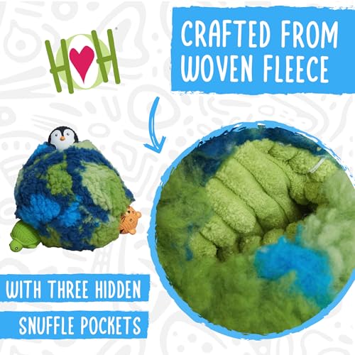 HuggleSnuffles SnuffleSphere Puzzle Ball - Interactive Enrichment Toy for Dogs, Hide and Seek Dog Toy for Ruff-Tex Balls & Treats, Puppy Games to Keep Them Busy, Foraging Plush for Boredom - Large, 8"