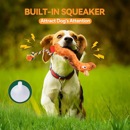 AUSCAT Plush Dog Rope Toy, Durable Squeaky Dog Toys for Puppy Small Medium Dogs (Not for Aggressive Chewers), Giraffe - color: Giraffe
