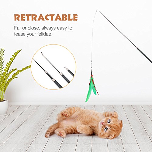 Pawaboo Interactive Cat Toys for Indoor Cats, Cat Wand Toys - color: Colorful