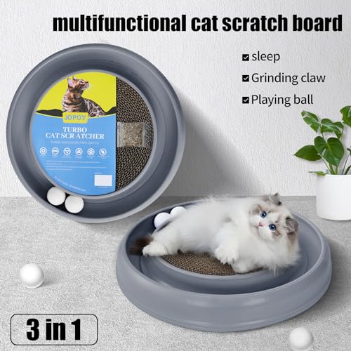Cat Scratcher Toy Ball Track (Gray) - color: Gray
