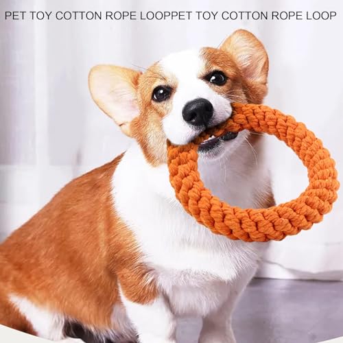 Dog Chew Toys, 2PCS Ring Dog Toy Tough Rope Toys for Dog Teething Cleaning