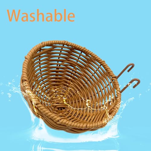Rattan Bird Nest for Cage，2PCS Hanging Parrot Breeding Nesting House - style: Semicircle