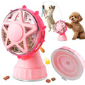 2in-1 Cat Slow Feeder and Interactive Cat Puzzle Toy,Ferris Wheel Treat Dispenser with Strong Suction Cup Base and Adjustable Food Leakage Holes,Food-Grade BPA-Free PP Cat Toys (Pink) - color: Pink