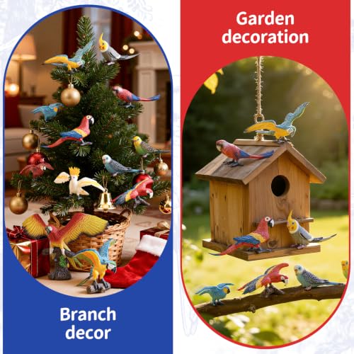 12PCS Large Parrot Toys for Kids, Realistic Bird Figurines Toy Set — Solid Plastic Rainforest Animal Figures for Toddlers 3-5, Bird Cake Toppers & Party Favors for Boys Girls - style: 12PCS Large Parrot Toys