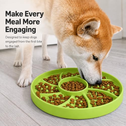 Slow Feeder Dog Bowl Silicone Suction Cup Anti Spill Dogs Cats - color: light green