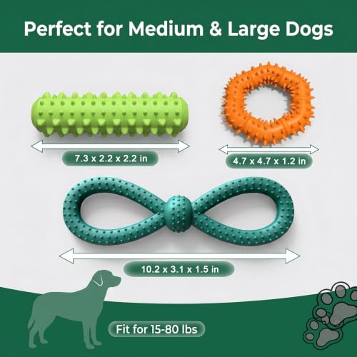 Interactive Multi-Functional Squeaky Dog Toy Set, Tough Rubber Teething Toy