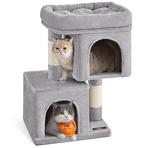 Feandrea Cat Tree, 26.4-Inch Small Cat Tower, Cute Plush Condo, Light Gray - color: Light Gray, size: S (15.7"L x 11.8"W x 26.4"H)