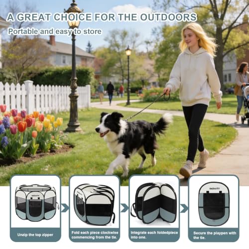Dog Cat Playpen, Puppy Pet Crate Tent Cage, Home Enclosure Kennel - color: Grey, size: S(29"L x 29"W x 17"H)