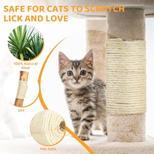 White Sisal Rope for Cat Tree and Scratching Post 5mm 1/5 Inch, 100 Feet - color: White Φ5mm/0.2inch, size: 100FT