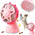 Interactive Cat Ferris Wheel Toy, Rotating Treat Dispenser Puzzle Slow Feeder with Strong Suction Cup, Foraging Anxiety Relief Exercise Toy for Indoor Cats & Kittens (Pink) - color: Pink