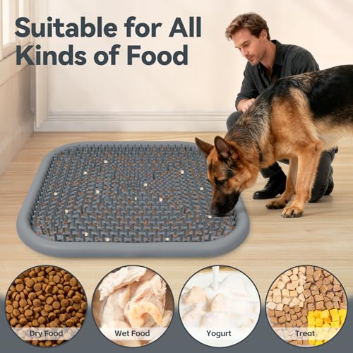 Snuffle Mat for Dogs 23.6" x 23.6" Silicone Large Slow Feeder Mat, Grey - color: Grey:23.6"x23.6"