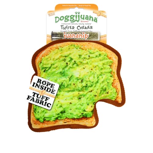 Doggijuana Tuffer Chewer Dog Toy, Avocado Toast | Plush, Squeaky - size: Standard, style: Avocado Toast