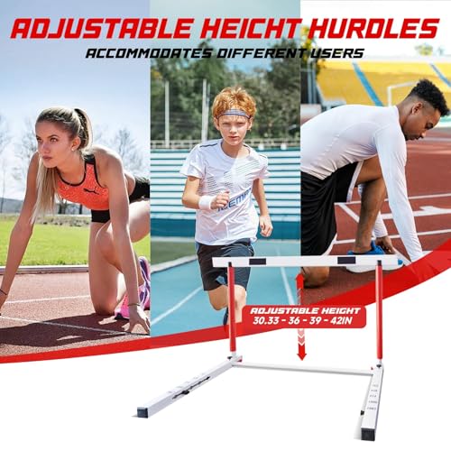 Adjustable Track and Field Hurdles Height Sports Training Hurdle with Counterweight Heavy Duty Track and Field Equipment Practice Training from 30 to 42 Inch for Athletes Adults - size: 2 pcs