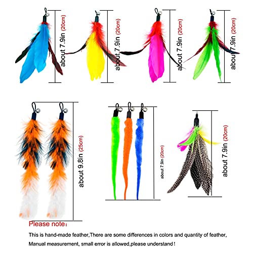 Cat Feather Toys Refills, 10 Pieces Worms Feathers Refills, Cat Wand Replacement Feathers Toy for Indoor Cats - color: Style-A