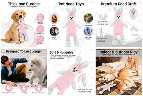 FGA MARKETPLACE Frog-Grey and Pink Rabbit Flat NO Stuffing NO Squeak Plush Dog Toy, Funny Style Will Entertain Your Pet for Hours, Recommended for Small and Medium Dog 21 INCH Long - color: FROG GREY PINK RABBIT