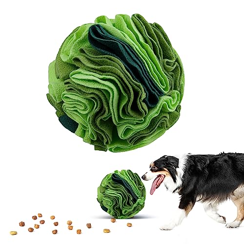 Pet Snuffle Ball, Puzzle Sniffing Interactive Dog Ball for Blind Dogs Training Stress Relief Dog Enrichment Toys Treat Machine Washable (20cm, Gradient Green) - color: Gradient green, size: 20cm