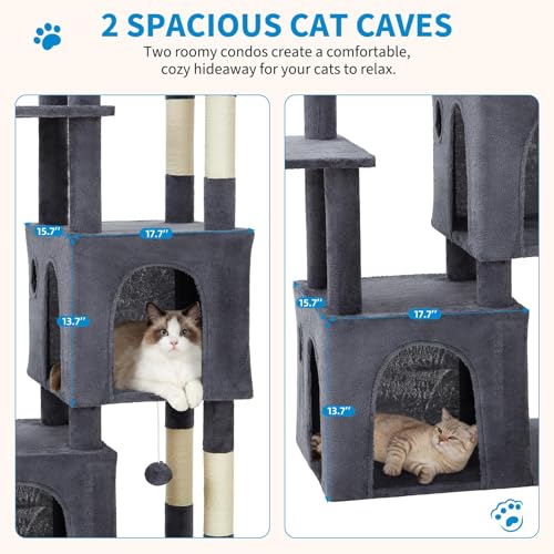 Takywep Cat Tree Heavy Duty Multi-Level Cat Tower for Large Indoor Cats - color: Dark Gray