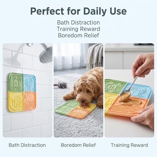 Dog Lick Mat with Suction Cups, Silicone Slow Feeder Mat for Anxiety Relief, Multicolor - color: Multicolor