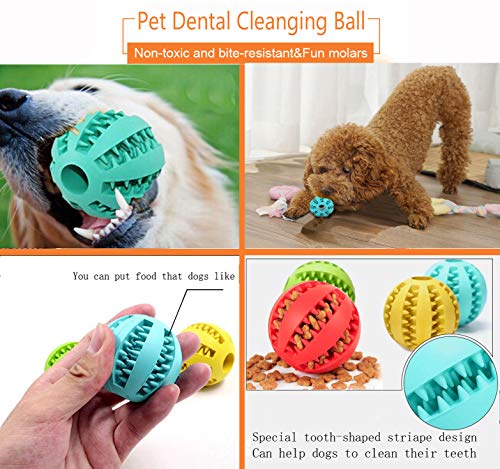 Sunglow 2 Pack Dog Toy, Nontoxic Bite Resistant Teething Balls for Small/Medium/Large Dogs and Puppies, Pet Food Treat Feeder, Chew Tooth Cleaning, Exercise Game IQ Training - color: Yellow/Blue, size: 2 in