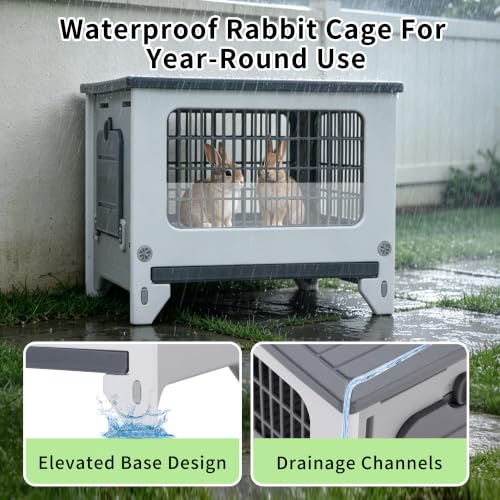 Plastic Rabbit Cage Outdoor Indoor, Bunny Cage Guinea Pig Cages Enclosure - size: 21.6" L x 18.8" W x 17.9" H