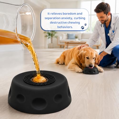 Rolling Ball Slow Feeder Dog Lick Bowl, Interactive Anti-Choking Licking Bowl (Black)