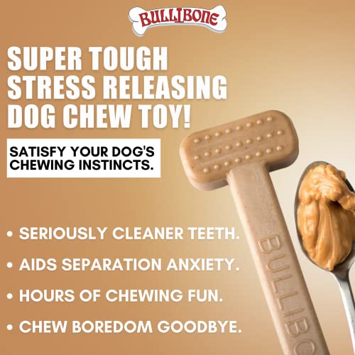 Bullibone Nylon Dog Chew Toy for Aggressive Chewers - Dental Hygiene Bone with Peanut Butter Flavor, Durable Tough Chew Toys for Small Dogs, Indestructible Dog Bone - Single - size: Small - Single