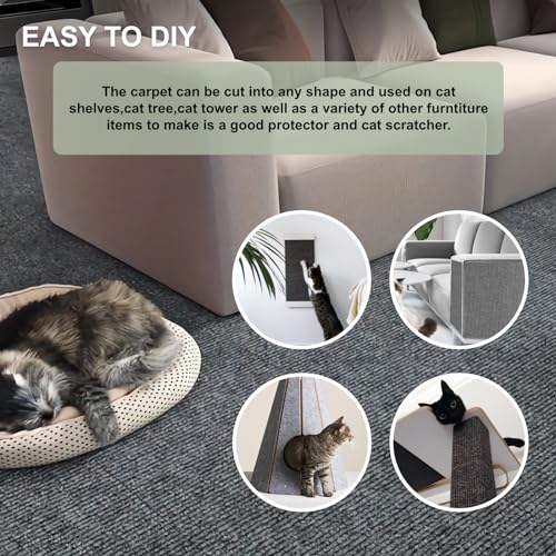 Cat Scratch Couch Furniture Protector, Self-Adhesive Scratch Pad - color: Light Grey, size: 39.3x15.8Inch