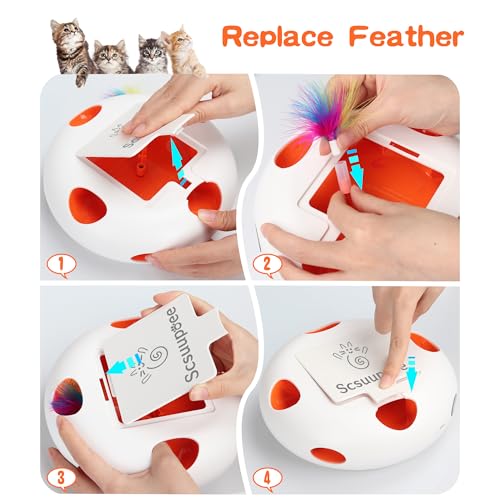 Rechargeable Interactive Cat Toy, White - color: White