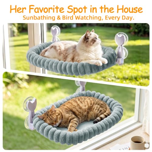 Cat Window Hammock - Gray Cordless Foldable Perch for All Cats - color: Gray
