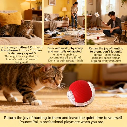 Cat Toy, 360° Automatic Rolling Smart Pet Ball Toys, Motion-Activated, Rechargeable, Four Modes, Three Speed Adjustment, Solve Your Cat's Boredom in Seconds (Blue) - color: Blue