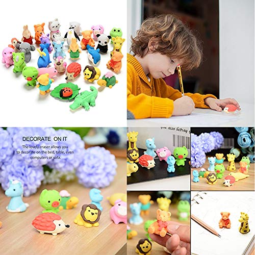 URSKYTOUS 35Pcs Animal Erasers Desk Pets for Kids,Classroom Prizes - style: 35Pcs
