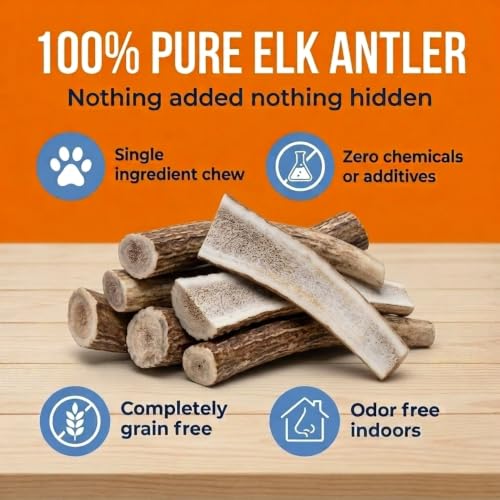 K9warehouse Mixed Elk Antlers for Dogs, Split & Whole, Large 7 Pack, 1.5lbs