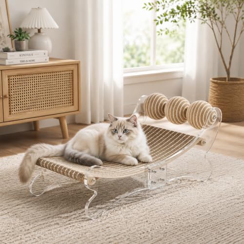 Acrylic Cat Scratcher Bed, Sisal Cat Scratching Board Recliner
