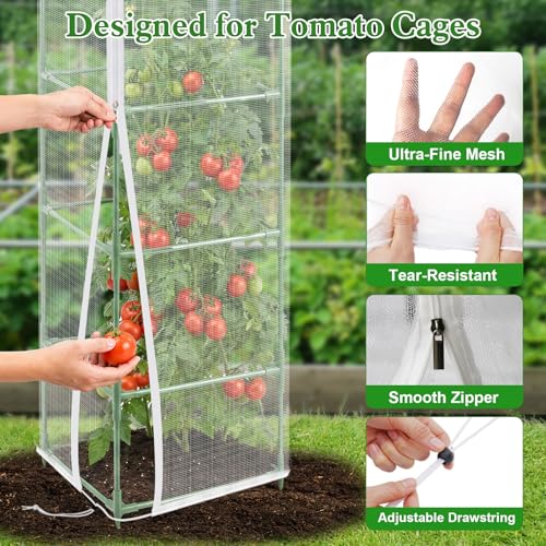 3 Pcs 57"X17.7"X17.7" Square Tomato Netting with Zipper, Insect Cover - size: Square-3PCS