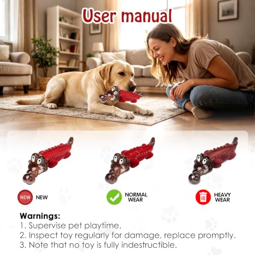 Jeefome Dog Toys for Aggressive Chewers - color: Red